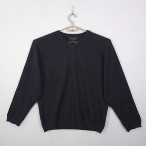 Grayson & Dunn Cashmere Sweater Mens L Charcoal Grey 100% 2 Ply V-Neck Knit